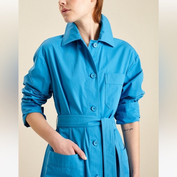 MaxMara SportMax Label-cut Poplin Shirt Trench Dress US4/6 165/88ANew Never Wore - Picture 3 of 16